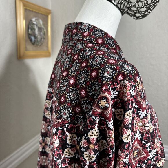 Vintage 70s Button Up Blouse Notations Womens Print Long Sleeve Size 1X - Picture 7 of 11